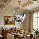 Cerulea Iridescent Deep Blue Disc Chandelier