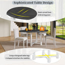 TREXM 5-Piece Extendable Dining Table Set for 4, Round Dining Table for 4 with Upholstered Chairs, Farmhouse Kitchen Table Set with Removable Leaf for Dining Room and Kitchen (Grey+White)