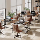 Computer Desk With Power Outlets In Rustic Brown And Black