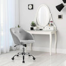 Light Gray Velvet Desk Chair With Adjustable Tilt Arm