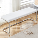 White shoe changing stool, silver metal legs, sofa stool dining chair, suitable for bedroom, fitting room, storage room, dining room, living room. 005