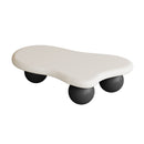 47 Inch Cloud Shaped Coffee Table with 3 Ball Legs for Living Room, White Top Black Legs