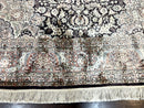 Silk Indian Kashmiri Rug 8x10, Floral Medallion, Indo Persian Carpet, Handmade Vintage Silk Rug