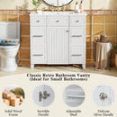 36' Bathroom Vanity with Ceramic Sink, White, Solid Wood Frame, Soft Close Doors, Adjustable Shelves, 3 Drawers ,Including Double-Depth Drawer for Hairdryer Storage(Old sku:SV000003AAW-2)