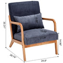 Mid-Century Modern Accent Chair, Arm Chair Living Room Chairs with Pillow Upholstered Reading Chair with Solid Wood Frame &  Living Room Bedroom Balcony (Antique Dark Grey)