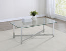 Cronin Rectangular Tempered Glass Top Cocktail Coffee Table Chrome