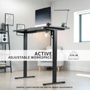 60 Inch Electric Height Adjustable Desk Dark Walnut Top Black Frame