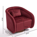 Swivel Accent Chair, 360-degree Swivel Barrel Chair with Velvet Fabric Upholstery, Comfy Pumpkin-Shaped Swivel Chair for Living Room, Bedroom, or Office
