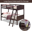 Twin Over Twin Bunk Bed Espresso With Safety Rails