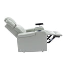 Modern PU Leather Power Recliner with Cooling Cup Holder, Bluetooth Speaker, LED Lights, USB Ports, Tray Table, Arm Storage, Grey