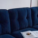 Modern Velvet L Shaped Sectional Sofa for Living Room and Bedroom, Blue, 82.6 Inch