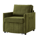 Upholstered Convertible Sleeper Sofa with Adjustable Backrest, Side Pockets, Storage Basket, Green Chenille, 31.5'