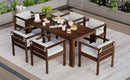 TREXM 7-Piece Patio Dining Table Set for 6, Outdoor Furniture Sets with 72.8' Rectangle Table, Patio Table and Chairs Set with Removable Cushions for Backyard, Garden, Poolside (Mocha + Beige Cushion)