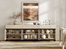 Light Oak Glass Doors Sideboard With Drawers For Dining