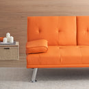 67' Orange Leather Office Sofa Bed, Double Fold, with Coffee Table, Multifunctional