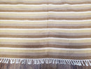 Indian Striped Blanket 6x9, Large Indo Kilim Area Rug, Earthern Tones Woolen Hand-Woven Flatweave South American Style Queen Size Bedspread
