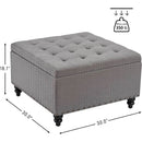 Grey Tufted Storage Ottoman Square For Living Room