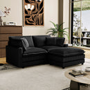 Modular Sectional Sofa,Deep Seat Couch for Living Room , 4 Pillow, Modern L-Shaped Sofa for Living Room Bedroom Apartment,BLACK
