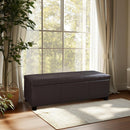 47 Inch DarkBrown Leatherette Storage Ottoman Bench
