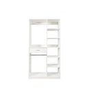 Freestanding Closet System,  Stand-Alone Wardrobe with 6 open Shelves,74.8'' Heigh Closetwith 1 Wood Drawers, Wood Walk-in Closet with 2 Hanging Rod, White