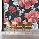 Stylish Red Flowers Contemporary Wallpaper