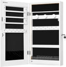 Mirror Jewelry Cabinet Armoire With LED Lights White
