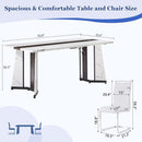 Dining Table Set For Six Seventy One Inch White Marble Top Leather Chairs