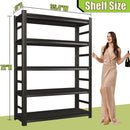 5 Tier Metal Wide Bookshelf Black Tall 72 Inch High