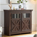 Coffee Bar Cabinet, Kitchen Storage Cabinet, Modern Farmhouse Buffet Sideboard and Adjustable Shelf, Barn Door Accent Cabinet for Kitchen, Dining Room, L38''*W15.35'*H35' Espresso