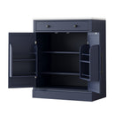 [Assembly Video Provided] TOPMAX Modern Freestanding Kitchen Pantry,Buffet Food Storage, Coffee Bar Cabinet with Drawer, 2 Adjustable Shelves and 2 Door Shelves for Dining, Kitchen, Blue