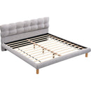 King Size Upholstered Platform Bed Frame with Cookie-Shaped Soft Headboard, Easy Assembly, Grey
