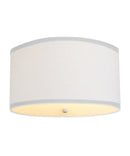 Moderne Flush Mount Conversion Kit 18"w White Linen  Shallow Drum Lampshade