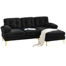 82.6' Modern Sectional Sofas Couches Velvet L-Shaped Couches for Living Room, Bedroom, Black