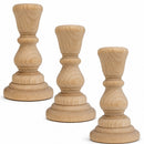 3 Candle Holders Unfinished Wooden Crafts DIY Unpainted 3D Figurines 4.3 Inches