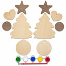 10 Christmas Tree, Hearts, Ball & Star Ornaments Unfinished Wooden Shapes Craft Cutouts DIY Unpainted 3D Plaques