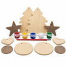 10 Christmas Tree, Hearts, Ball & Star Ornaments Unfinished Wooden Shapes Craft Cutouts DIY Unpainted 3D Plaques