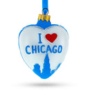 I Love Chicago Glass Heart Christmas Ornament