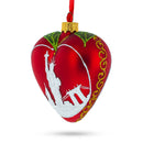 I Love New York Glass Heart Christmas Ornament