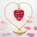 Glass Heart with I Love You Text Christmas Ornament