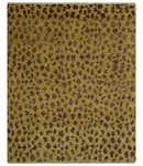 Chaia Dotted Golden-Brown and Purple Hand Knotted 8x10 wool area rug