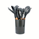 12-Piece Grey Silicone Kitchen Utensil Set with Holder – Heat Resistant
