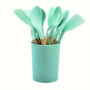 12-Piece Grey Silicone Kitchen Utensil Set with Holder – Heat Resistant