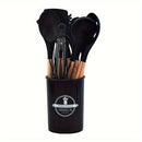 12-Piece Grey Silicone Kitchen Utensil Set with Holder – Heat Resistant