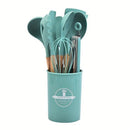 12-Piece Grey Silicone Kitchen Utensil Set with Holder – Heat Resistant