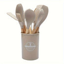 12-Piece Grey Silicone Kitchen Utensil Set with Holder – Heat Resistant