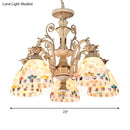 Tiffany style cream stained glass floral chandelier dining room light