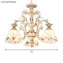 Tiffany style cream stained glass floral chandelier dining room light
