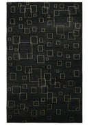 Charcoal and Gold Hand knotted 5x8 Modern Geometric Wool and Silk Area Rug