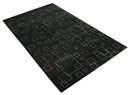 Charcoal and Gold Hand knotted 5x8 Modern Geometric Wool and Silk Area Rug