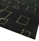 Charcoal and Gold Hand knotted 5x8 Modern Geometric Wool and Silk Area Rug